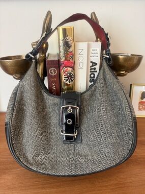 Vintage Y2K Coach Herringbone Tweed Hobo Bag - Style G047-147
